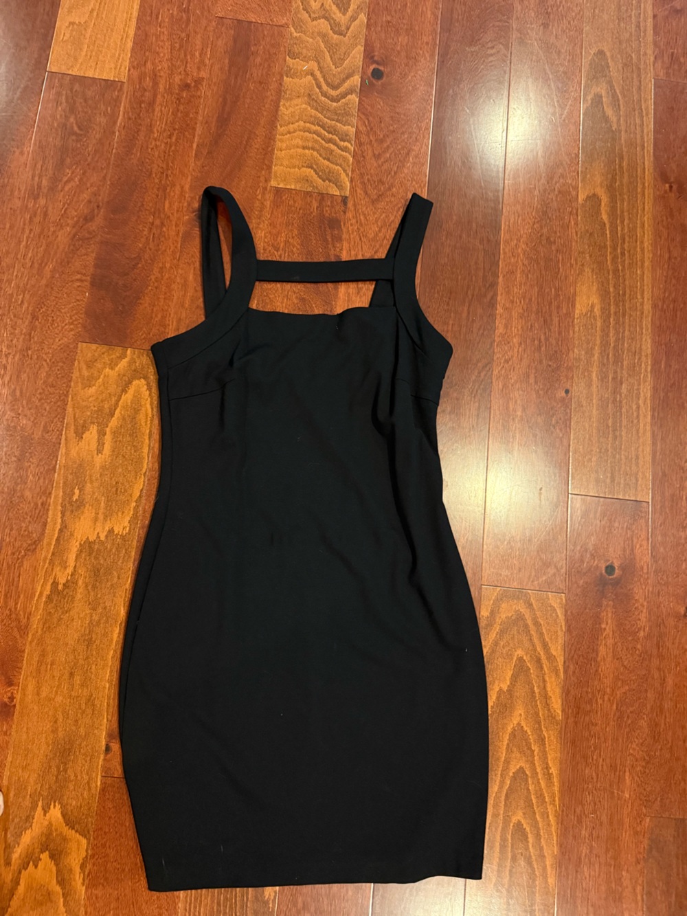 Chic Black Square-Strap Mini Dress